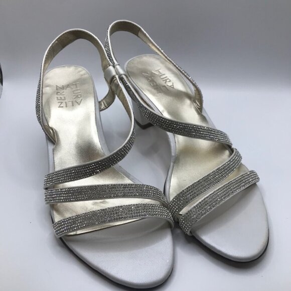 Naturalizer Women's Vanessa White Satin Rhinestone Dress Strappy Sandals Size 7M - Picture 5 of 12